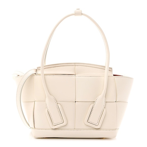Bottega Veneta Handbags - Bottega Veneta Mini Arco Cream Leather Shoulder Bag